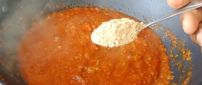Add shrimp powder and salt. Cook for an additional 10 minutes.