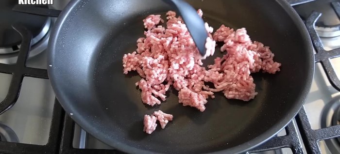 Stir-fry the ground pork until browned, releasing its own oil.