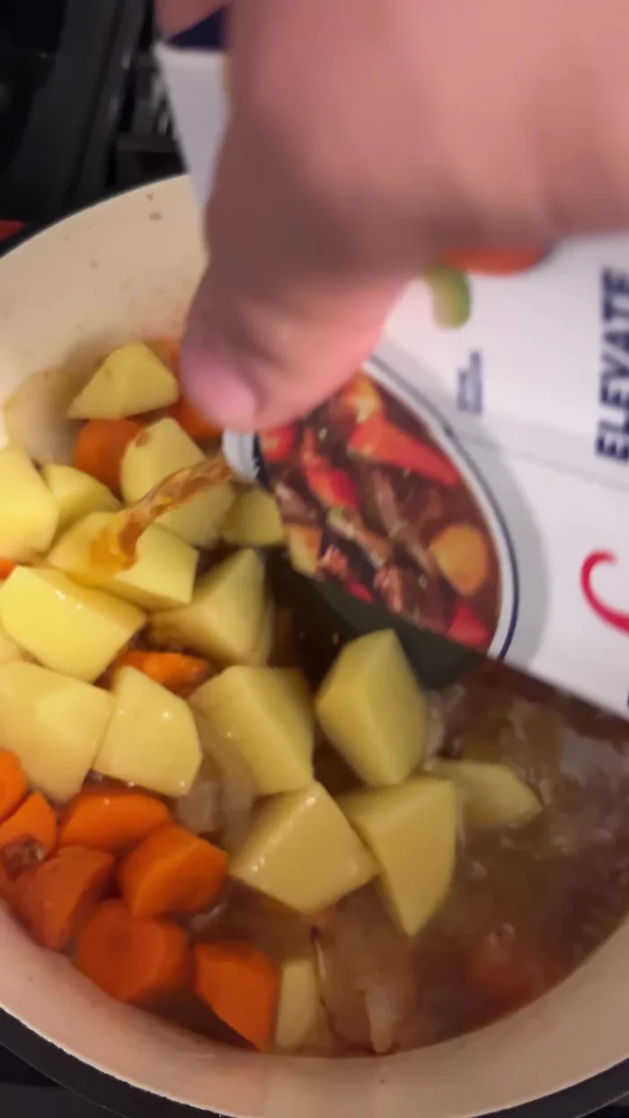 Add beef stock and submerge everything.
