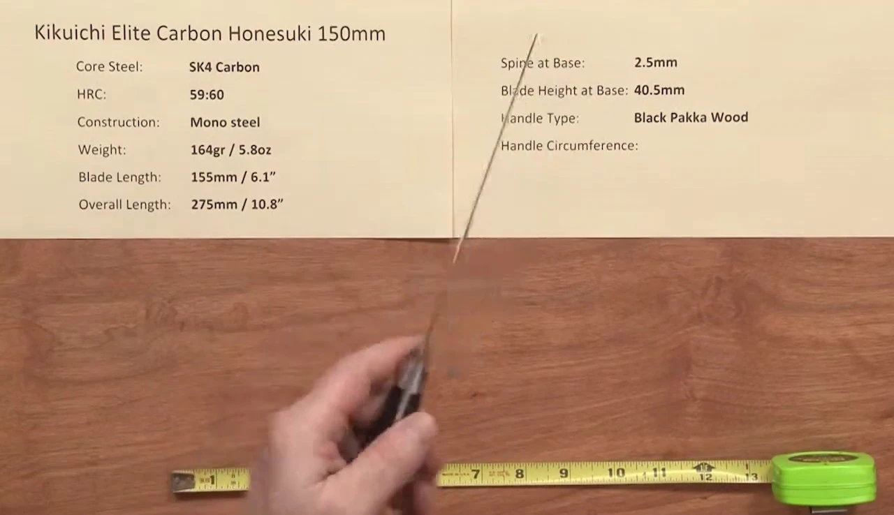 The single bevel of the knife is demonstrated.